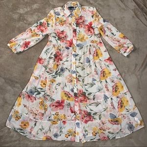 Beautiful Sheer Floral Button Down Dress